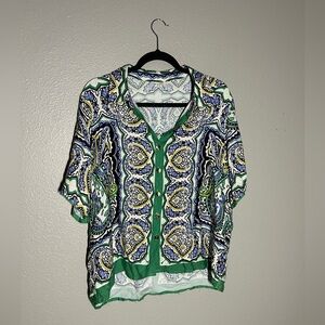 Haute Hippie Paisley Print Silk Blouse Size L breezBoho Chic resort wear coastal